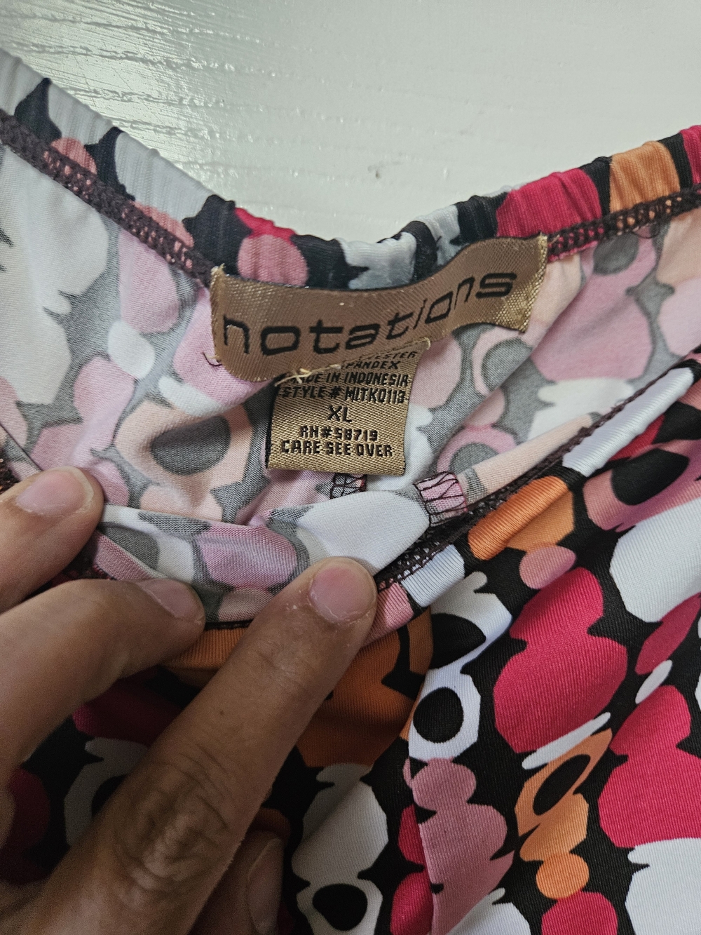Notations Multicolor Circle Print Midi Skirt - Pink, Orange, White & Black - Picture 2 of 3